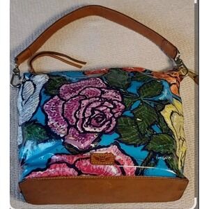 Consuela bag satchel tote Coated  Canvas Floral Leather Removable Handle